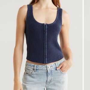 PacSun Asher Washed Cotton Sweater Tank Navy XS